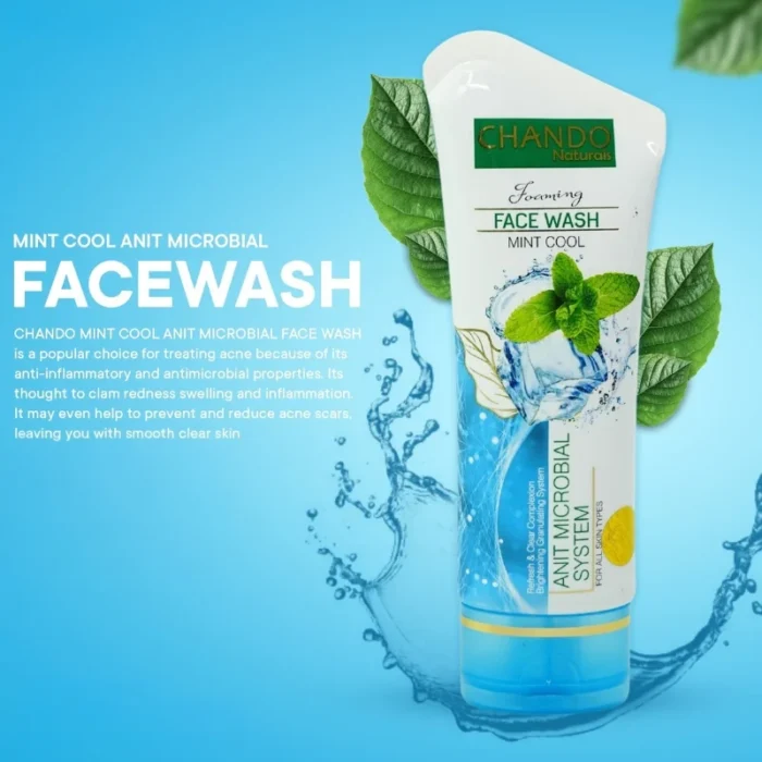 Face Wash | Chando Naturals Mint Cool Anti-Microbial Face Wash 100ml Daily Cleanser for Oily and Acne-Prone Skin