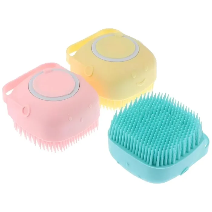 Soft Silicone Bath Brush with Hooks | Baby & Adult Body Scrubber | Random Color | With Box
