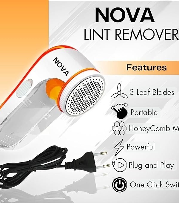 Nova Electric Lint Remover NLR-208 | High Quality Fabric Shaver for Wool & Clothes | Rotary Sharp Blades
