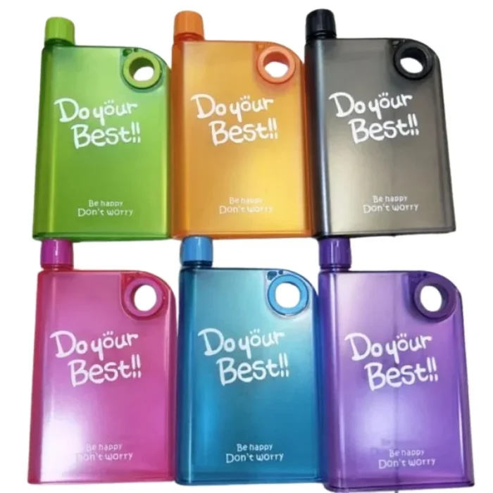 Ultra Slim Notebook Style Water Bottle 380ml | Portable Memo Bottle for Travel, School & Office