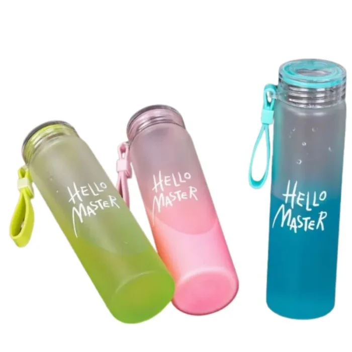 Frosted Glass Water Bottle  |  Leak-Proof Insulated Bottle with Hello Master Decal Logo | 400ml
