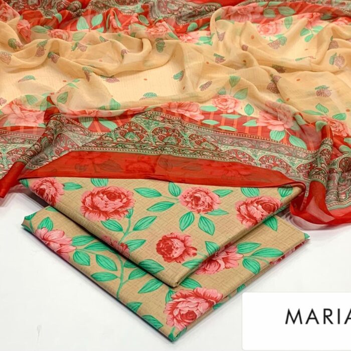 Beige Peach and Coral Red