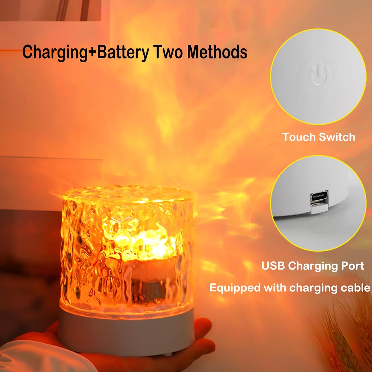 Water Ripple Lamp | 16-Color Rotating LED Night Light with Remote - Image 7