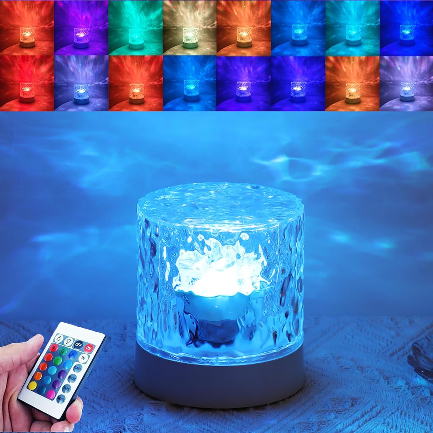 Water Ripple Lamp | 16-Color Rotating LED Night Light with Remote - Image 5