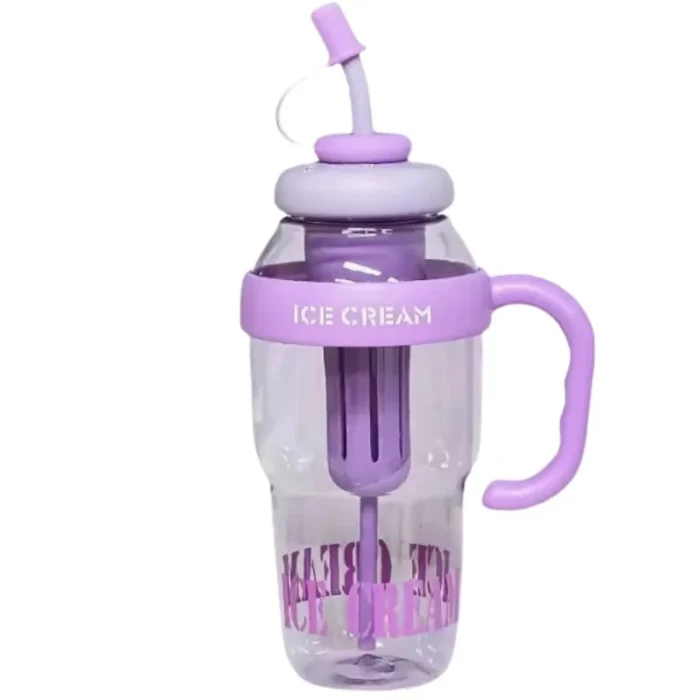 Ice Cream Water Bottle with Straw & Tea Infuser | 1400ml | Random color
