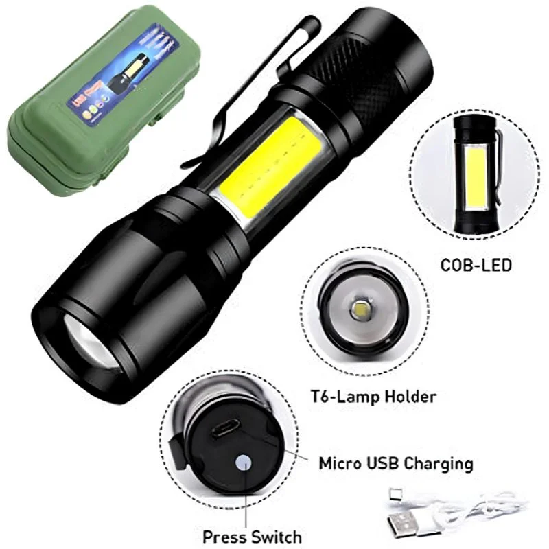 Metal COB Flashlight Torch - Image 3
