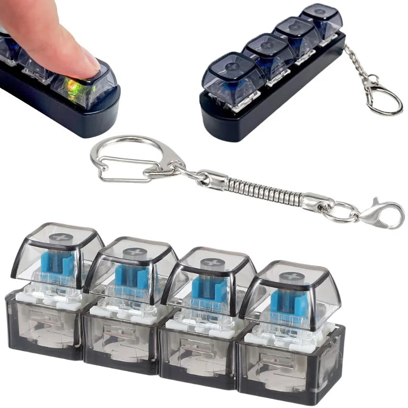 4-Key Mechanical Keyboard Keychain | Random Color - Image 2