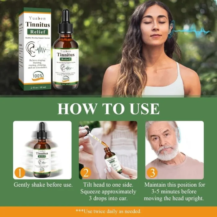 Yuaben Tinnitus Relief Drops | Healthy Hearing Support System | Ear Care Drops for Ringing, Buzzing & Ear Wellness | 60ml