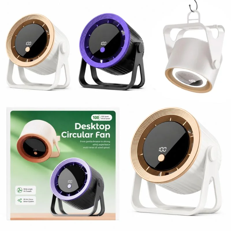 Desktop Circular Rechargeable Fan with 360° Adjustable Airflow - Image 5